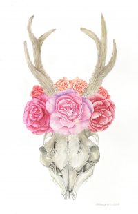 skull with flower crown